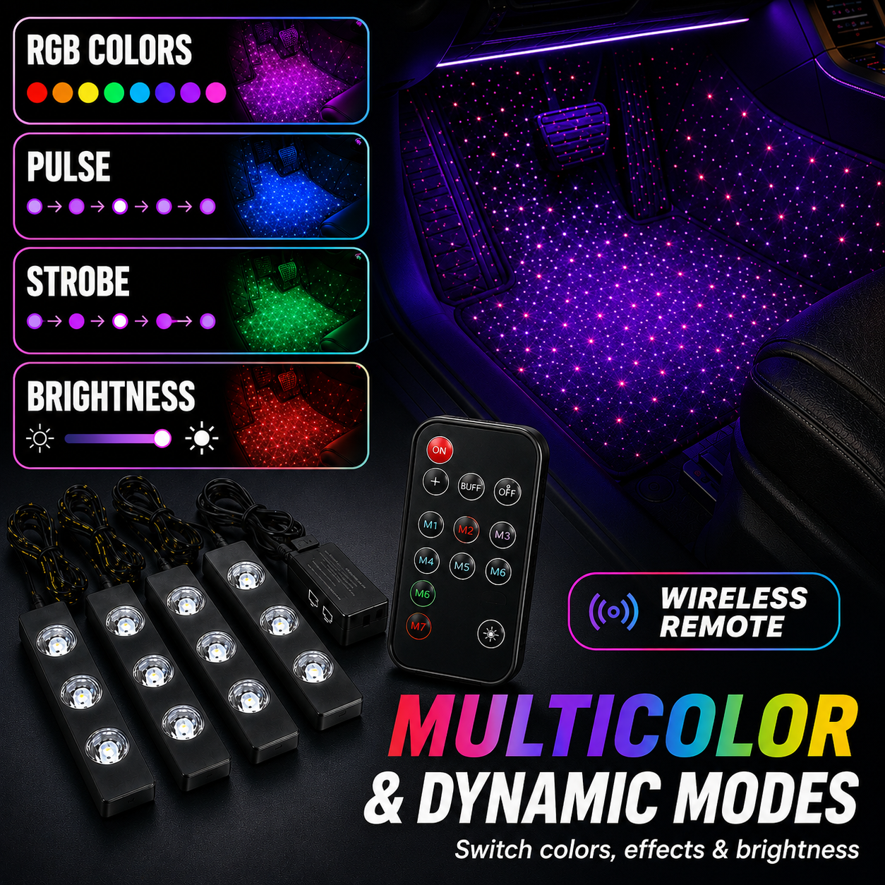 🌌 CosmicGlow 4-in-1 Car Starlight LED Kit