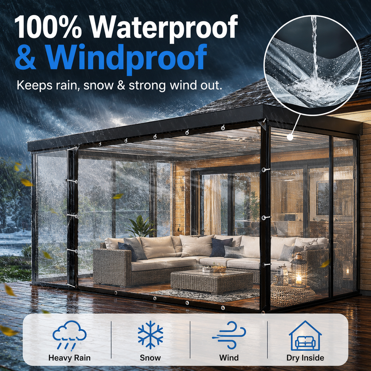 Heavy-Duty Clear Waterproof Tarp🌧️