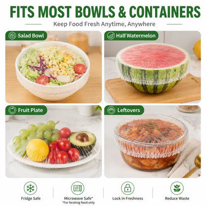 🥗100PCS Stretch Bowl Covers – Freshness Sealed, Waste Reduced