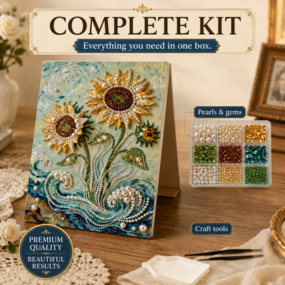 ✨ 3D Pearl & Gem Sunflower DIY Painting Kit