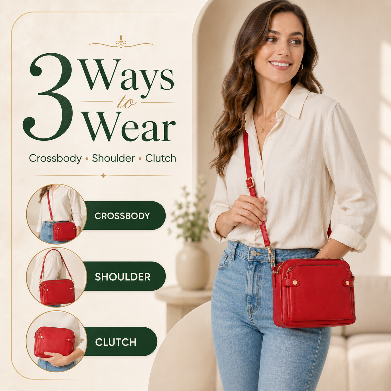 👜 Chic Multi-Pocket Crossbody Bag