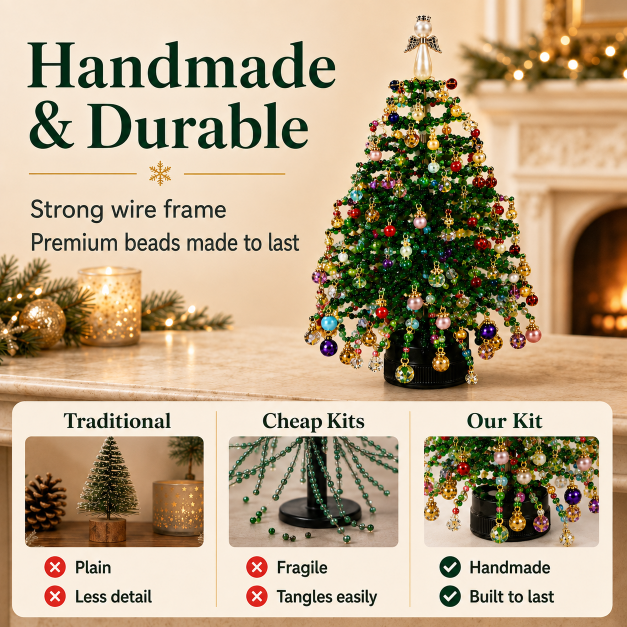 🎄 Handcrafted Beaded Christmas Tree Decor