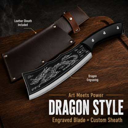 [Black Dragon] Hand-Carved Dragon Bone Cleaver 🐉