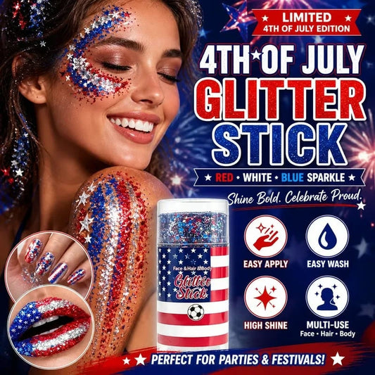 3-in-1 Patriotic Glow😍✨Red, White & Blue Glitter Body Stick