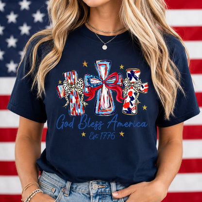 Vintage Washed "God Bless America" Faith & Freedom Tee