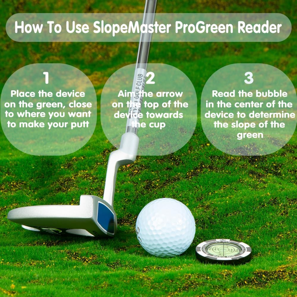 2-in-1 Golf Ball Marker & Precision Green Slope Reader Level