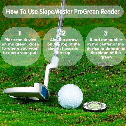 2-in-1 Golf Ball Marker & Precision Green Slope Reader Level