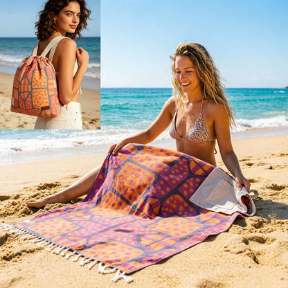 🏖️2-in-1 Convertible Towel & Backpack with Inner Zip Pocket & Sand-Repelling Fabric