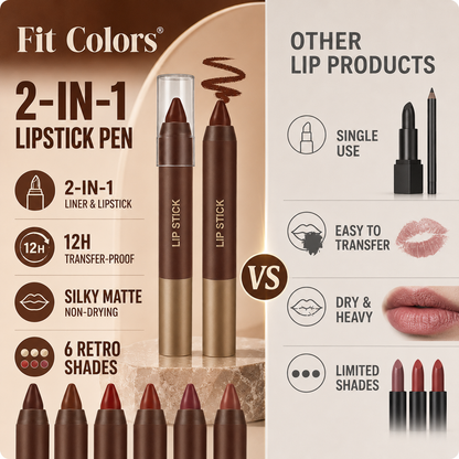 🍫 6-Color Matte Chocolate Lipstick: Perfect Lips in One Swipe!