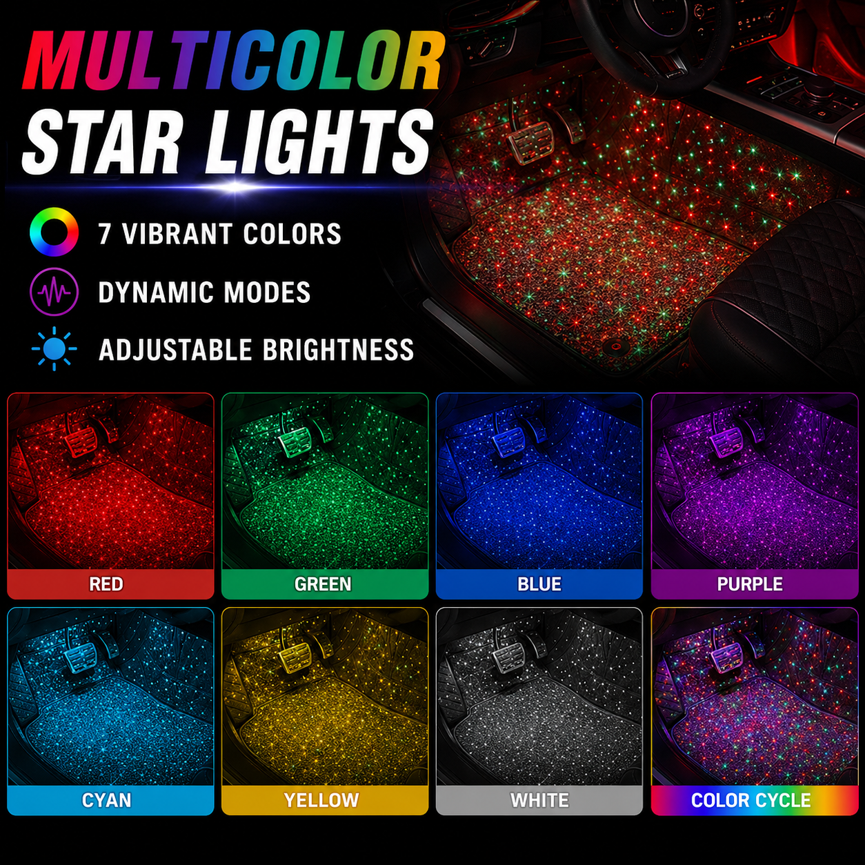 🌌 CosmicGlow 4-in-1 Car Starlight LED Kit
