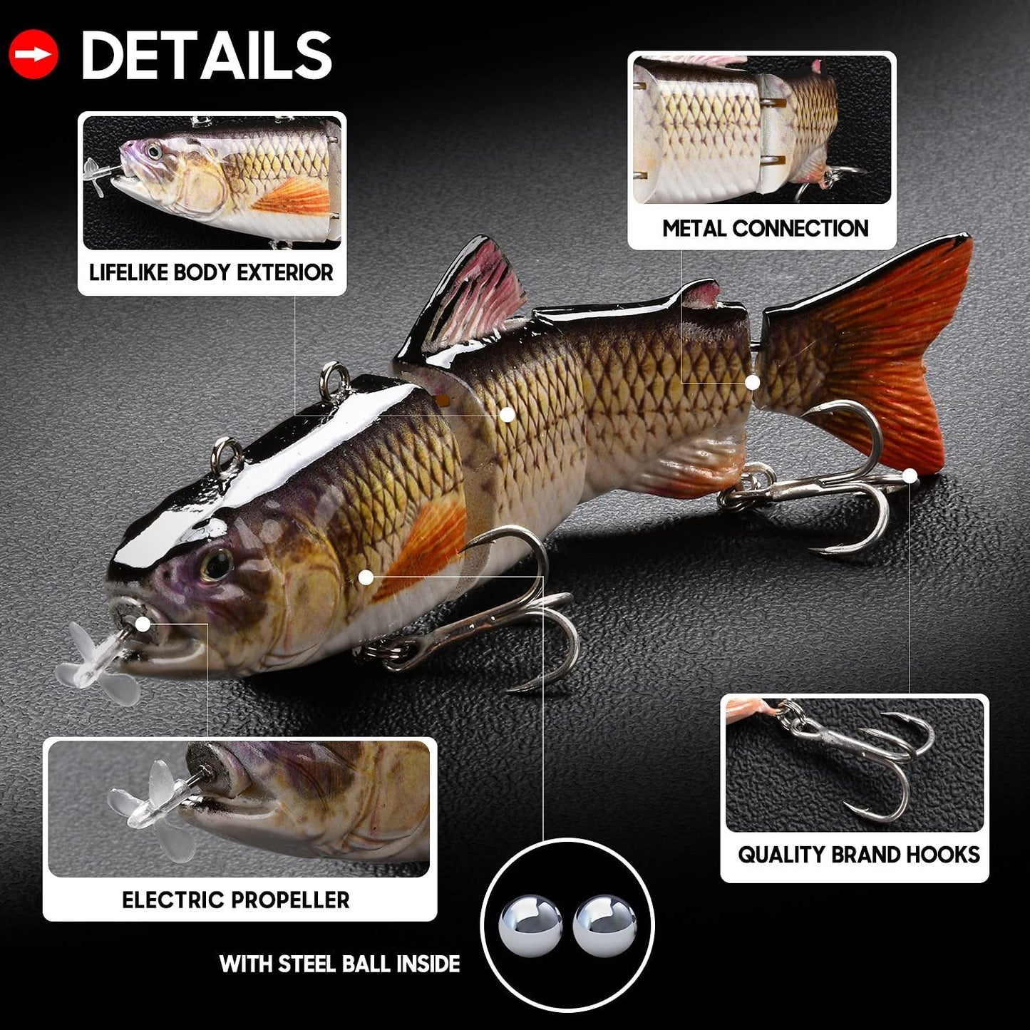 🎣Electric Robotic Fishing Lure with Auto-Swim & LED Attraction