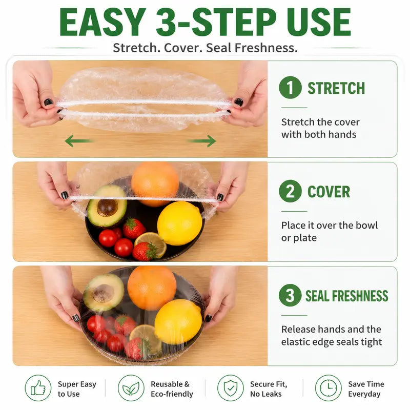 🥗100PCS Stretch Bowl Covers – Freshness Sealed, Waste Reduced