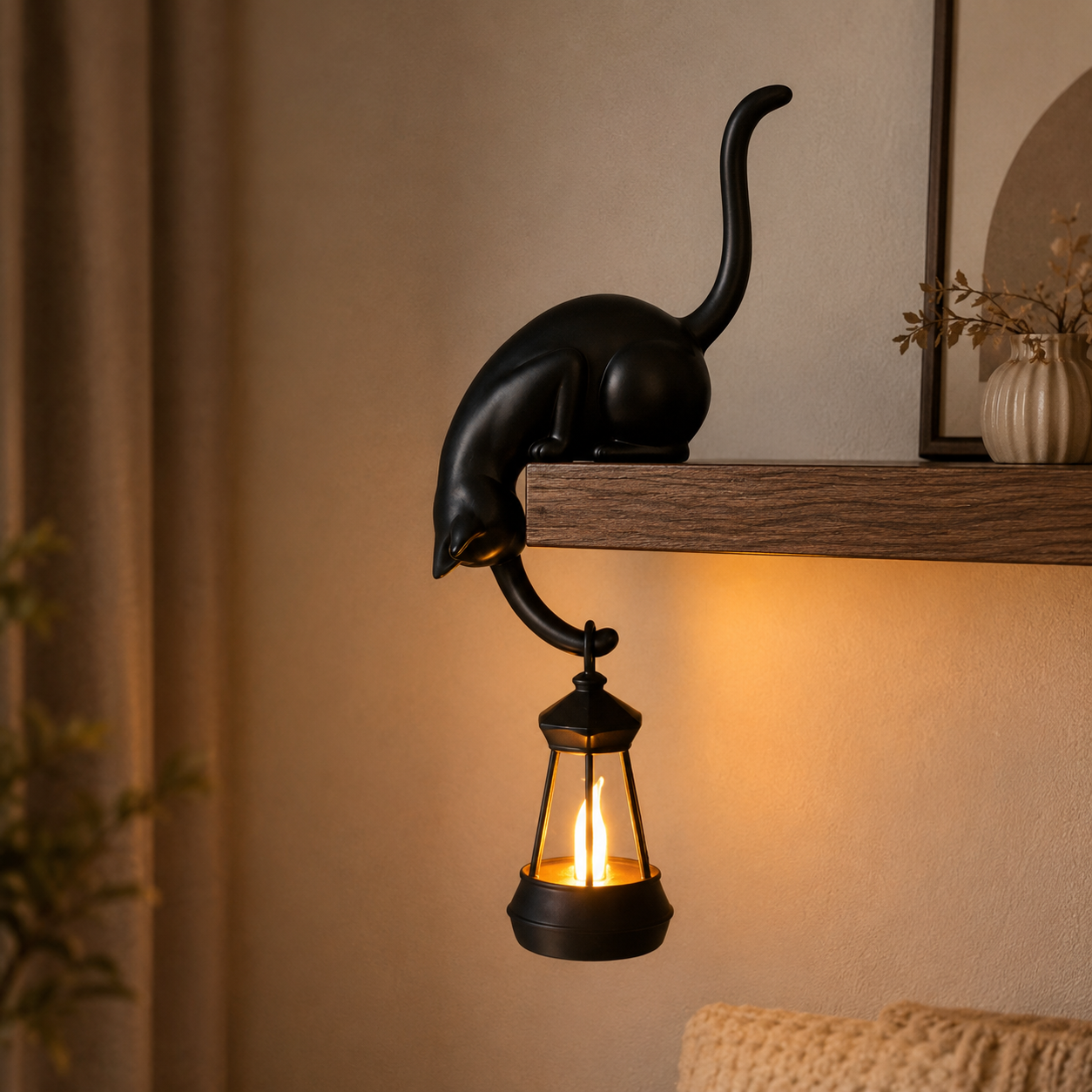 🐱 Cozy Hanging Cat Shelf Lantern