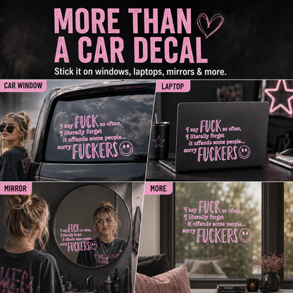 [5-Pack] 😈 Funny Pink Vinyl Car Decals - Sarcastic Quote Bumper Stickers