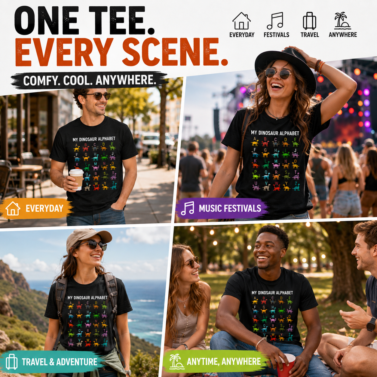 Dinosaur Alphabet Soft Cotton Tee