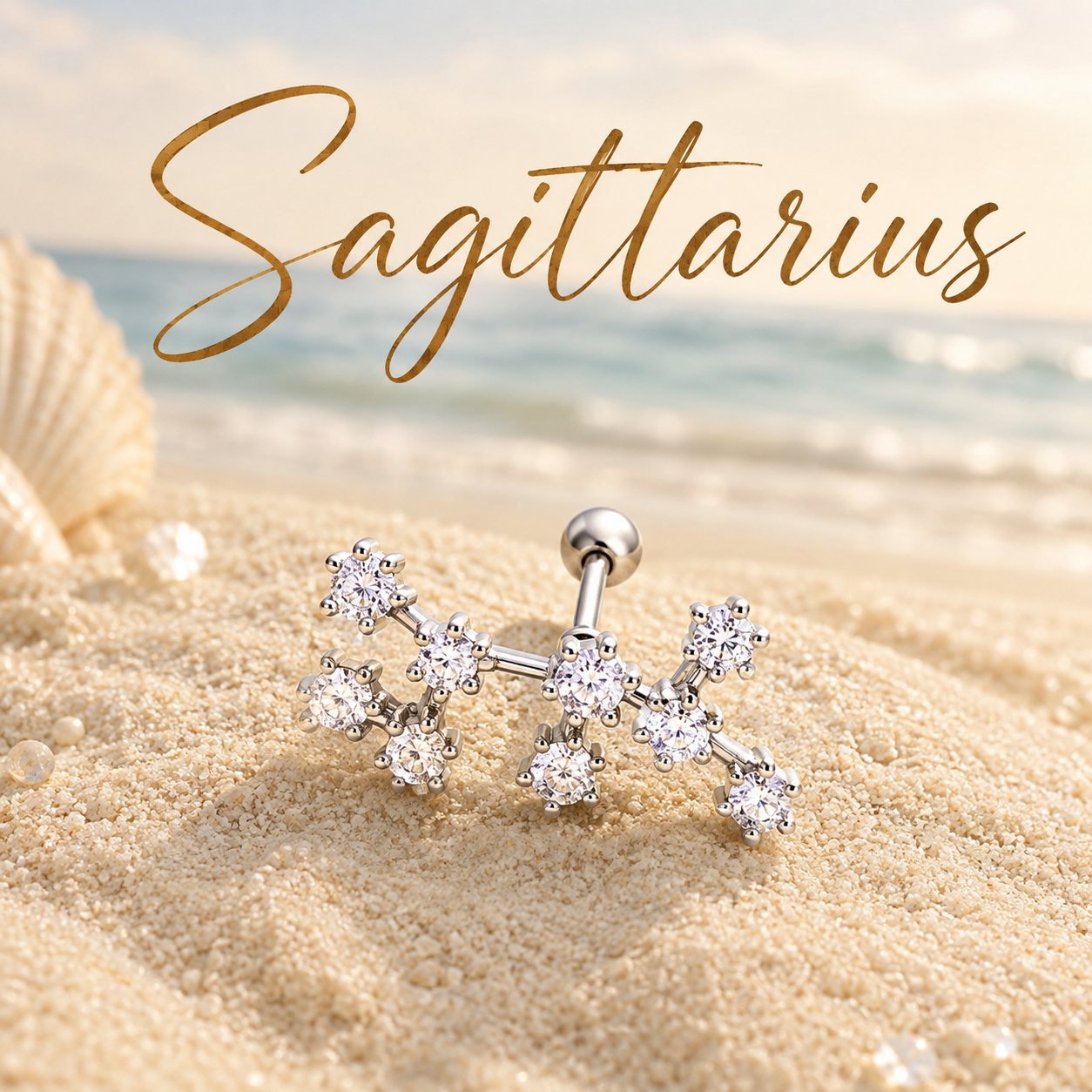 💫 12 Zodiac Constellation Studs - CZ Cartilage Piercing Jewelry