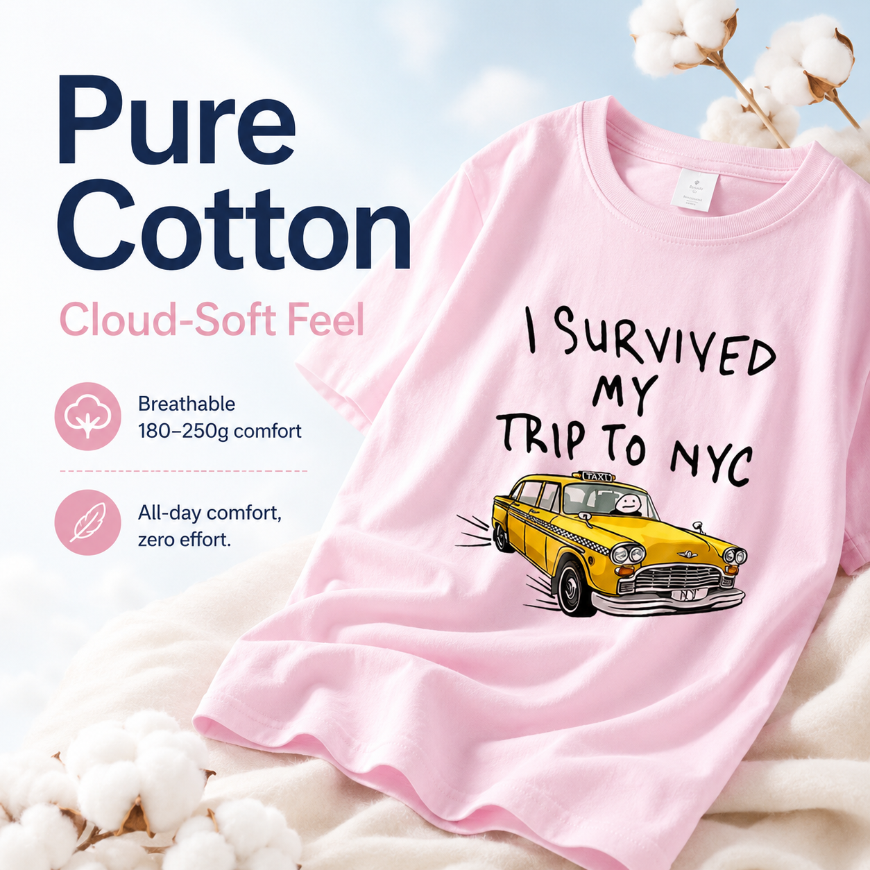 🗽"I Survived My Trip To NYC" Graphic Tee - 100% Cotton Slogan T-Shirt