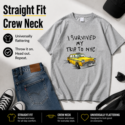 🗽"I Survived My Trip To NYC" Graphic Tee - 100% Cotton Slogan T-Shirt