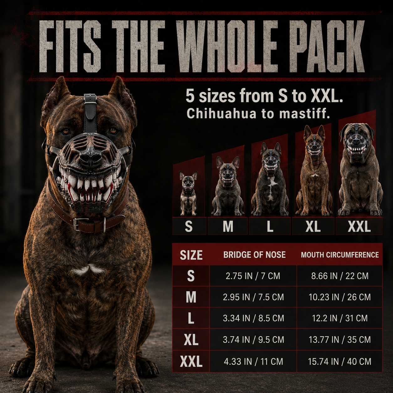 Scary-Looking Soft Latex Dog Muzzle | Creative Fang Design