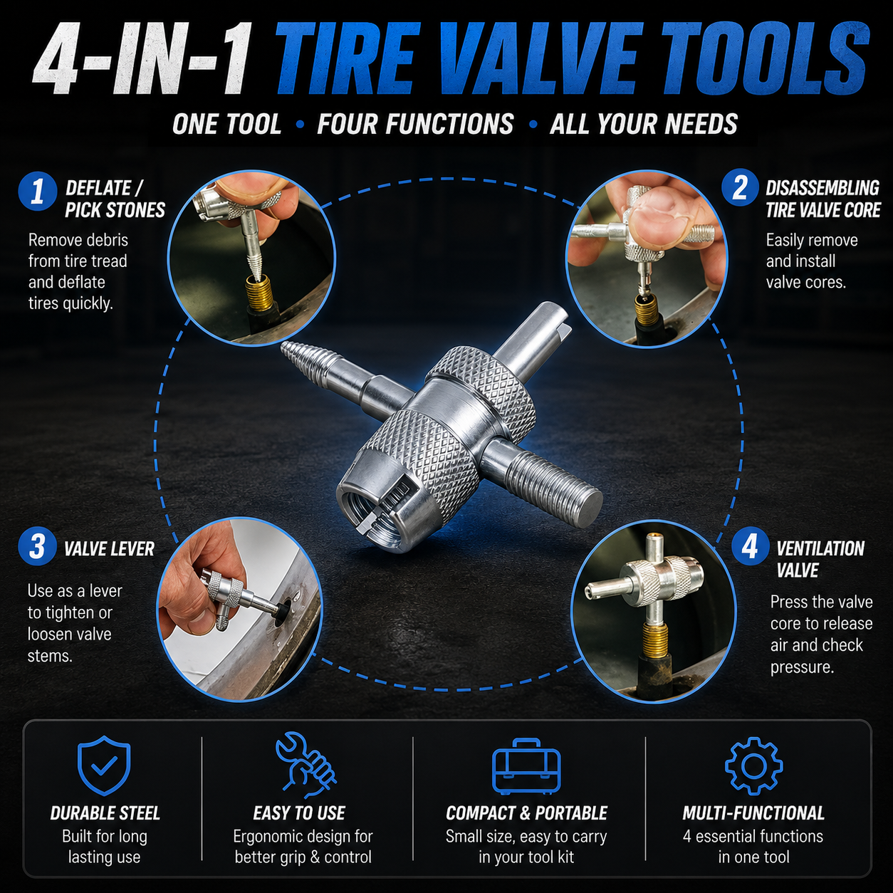 14-Piece Set Quick Change Tire Valve Tool Kit