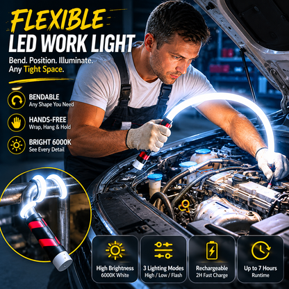 Flexible LED Light Stick 30", Rechargeable Bendable Work Light with 3 Modes High Lumen