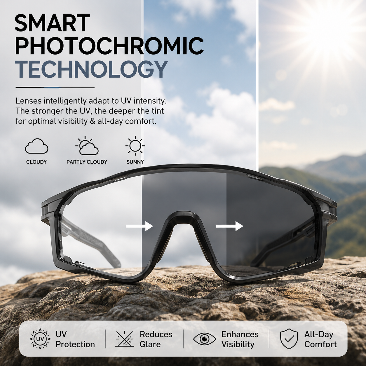 Photochromic UV-Protective Sports Sunglasses 🕶️☀️