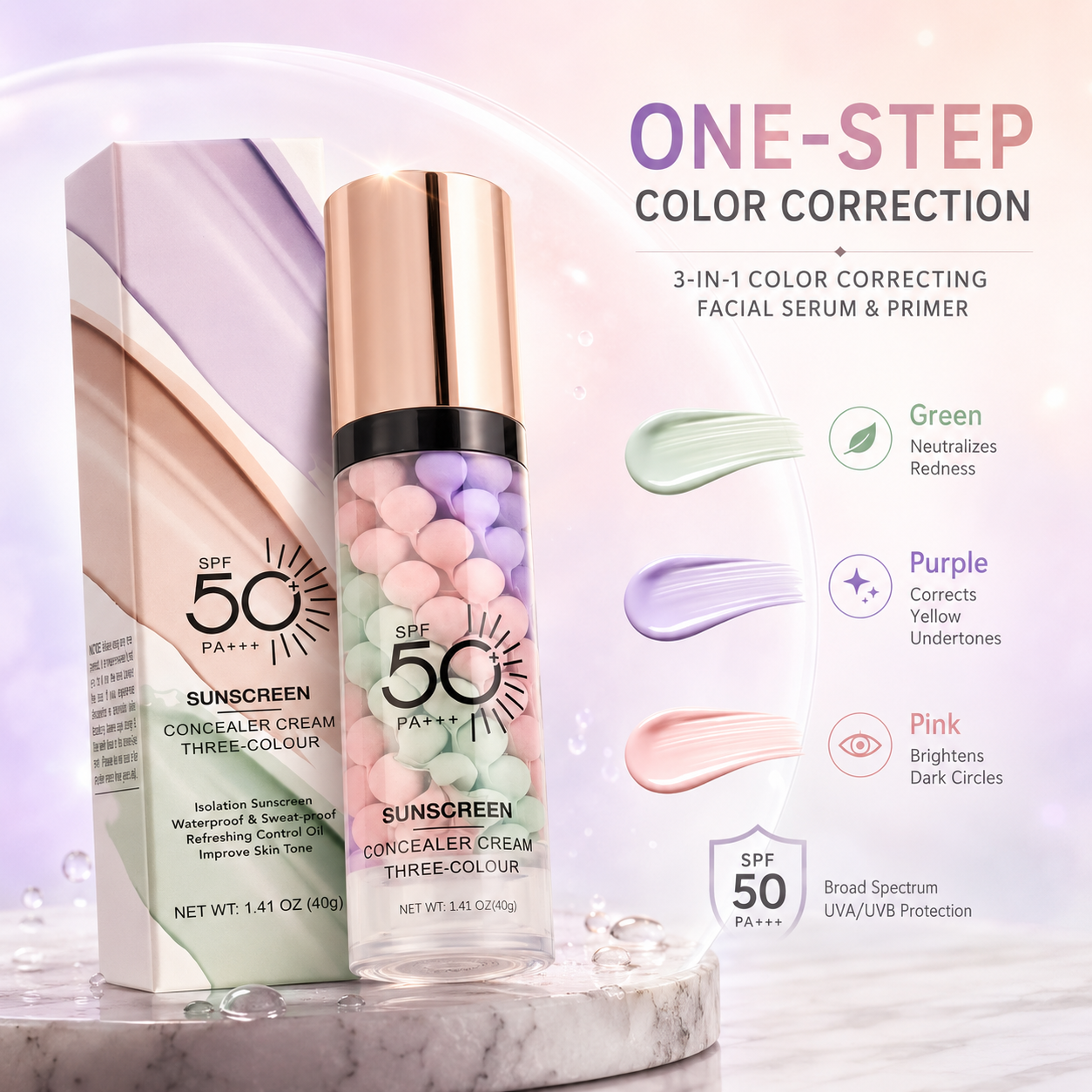 ✨ 3-in-1 Color Correcting Facial Serum & Primer