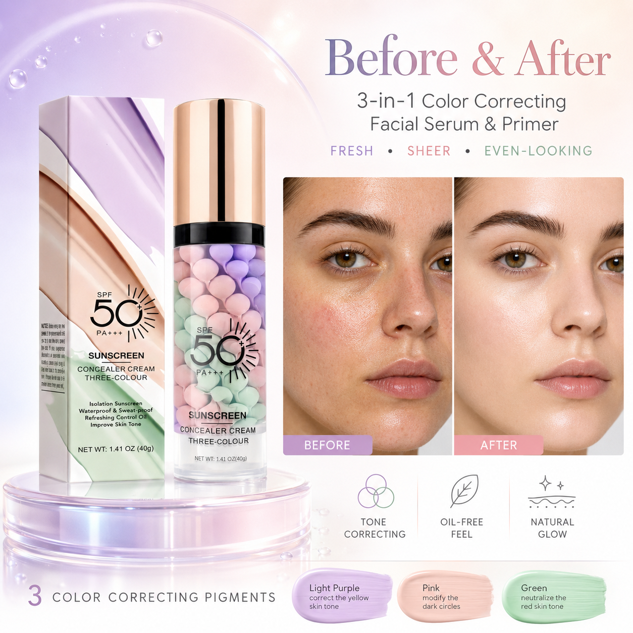 ✨ 3-in-1 Color Correcting Facial Serum & Primer