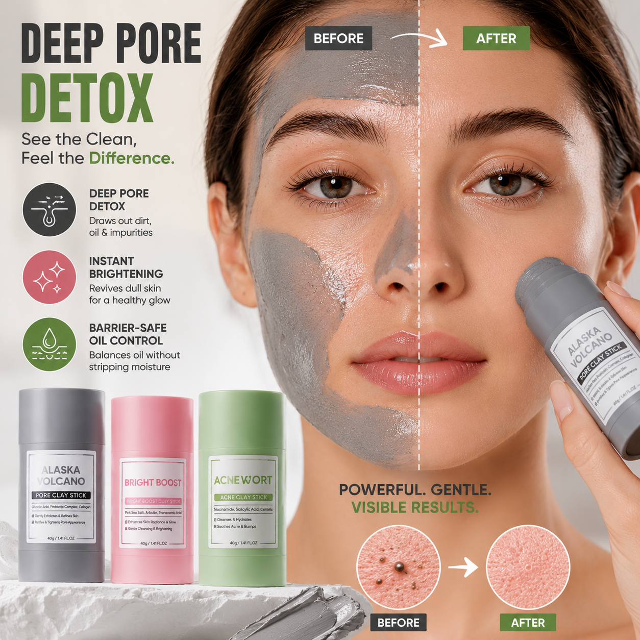Deep Pore Cleansing & Brightening Clay Stick Collection