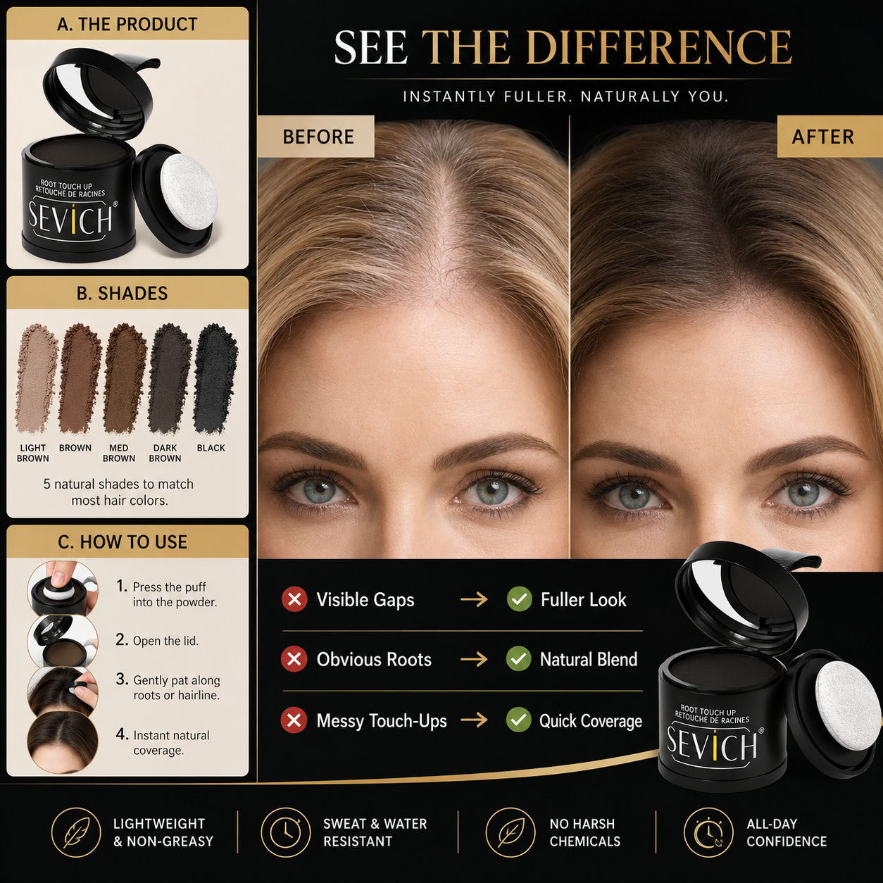 🔥 Hairline Powder ✨ Instantly Fuller Hair in Seconds! 💇‍♀️