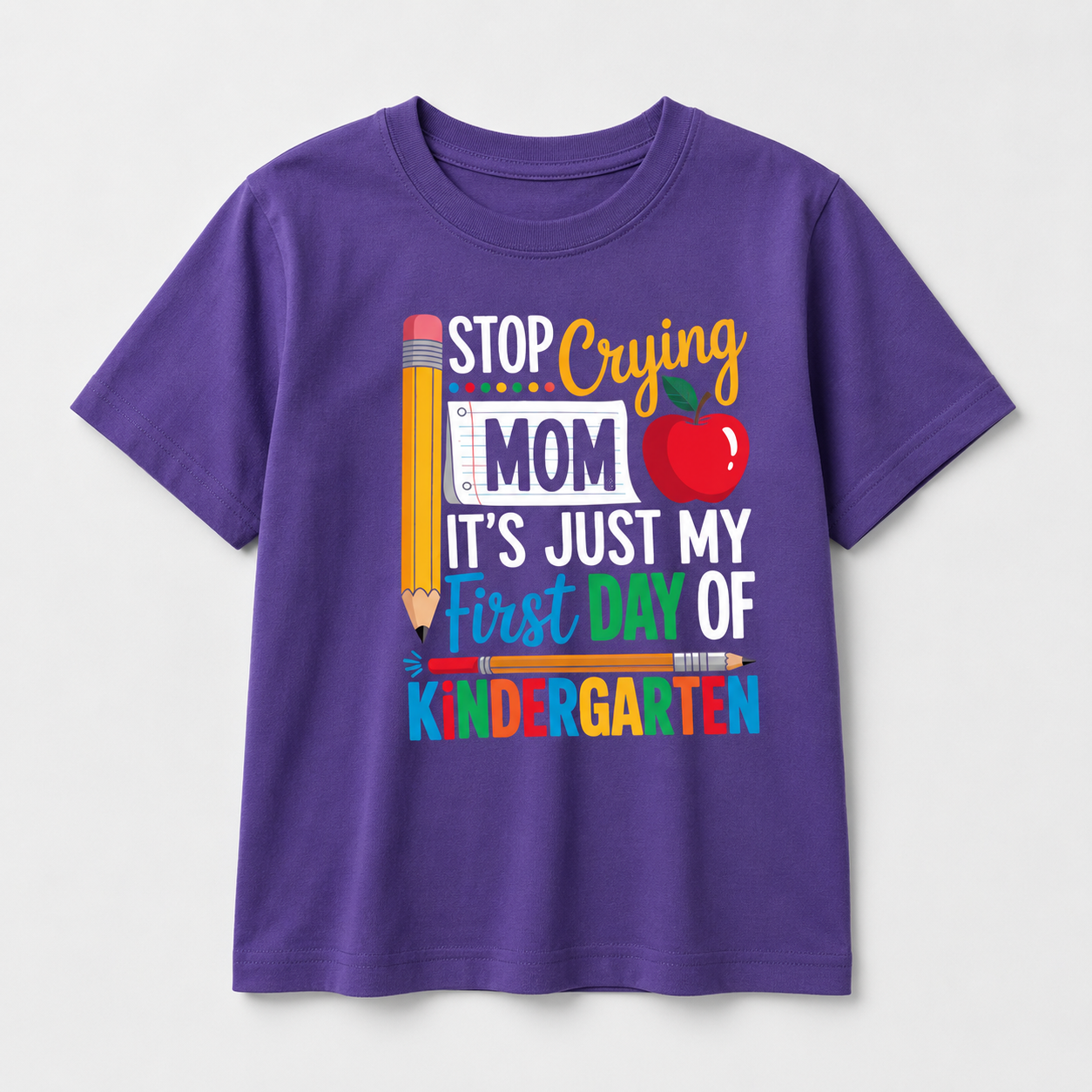 😭 "Stop Crying Mom!" First Day of Kindergarten Kids T-Shirt 🎒