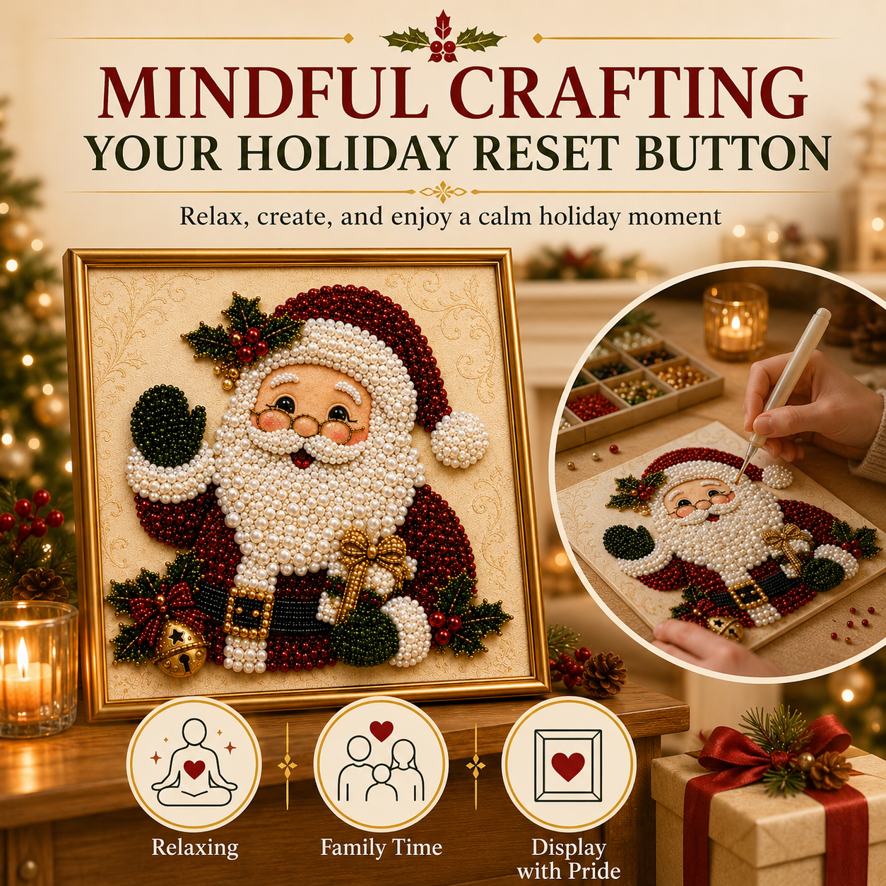🧩3D Christmas Pearl Art Kit | Pre-Framed DIY Craft✨