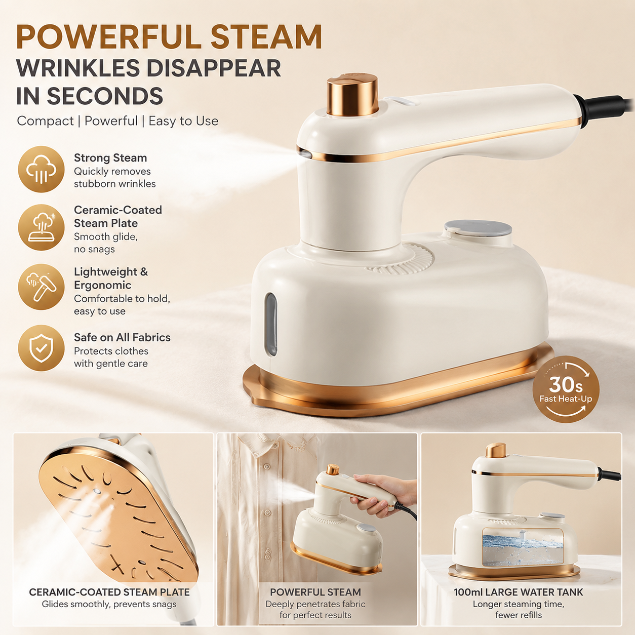 👔 CreaseGone Instant Handheld Clothes Steamer