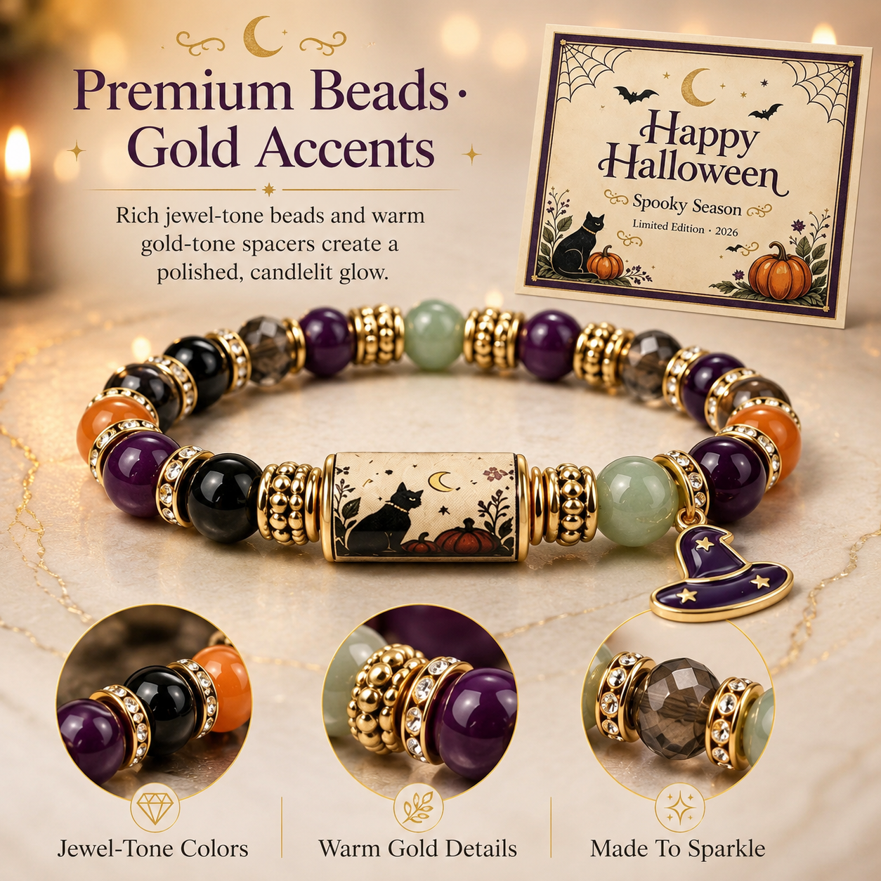 🎃Halloween Black Cat Charm Bracelet Gift Set | 5 Styles