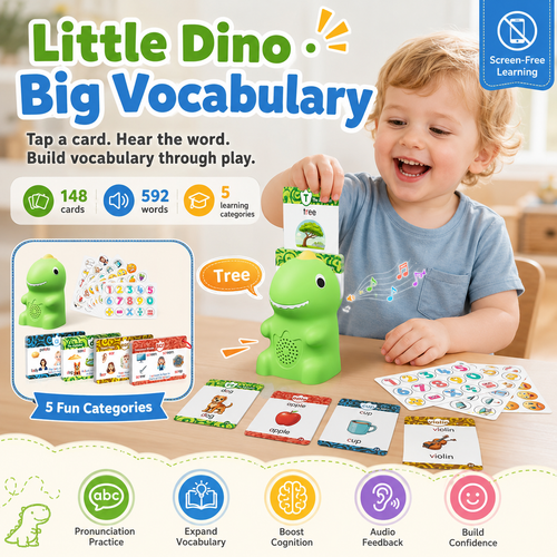 🦖 Dinosaur Talking Flash Cards for Toddlers – 592 Words