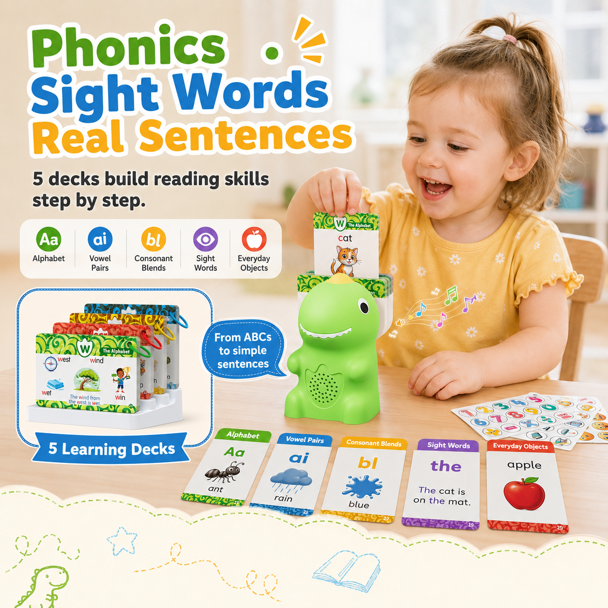 🦖 Dinosaur Talking Flash Cards for Toddlers – 592 Words