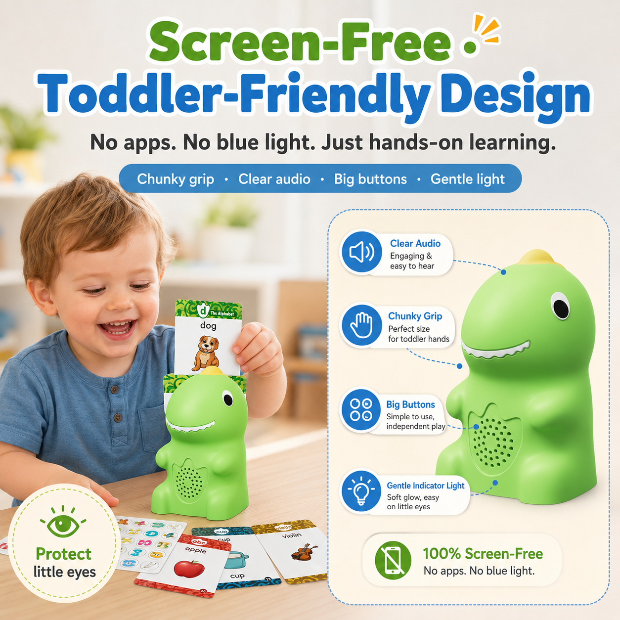🦖 Dinosaur Talking Flash Cards for Toddlers – 592 Words