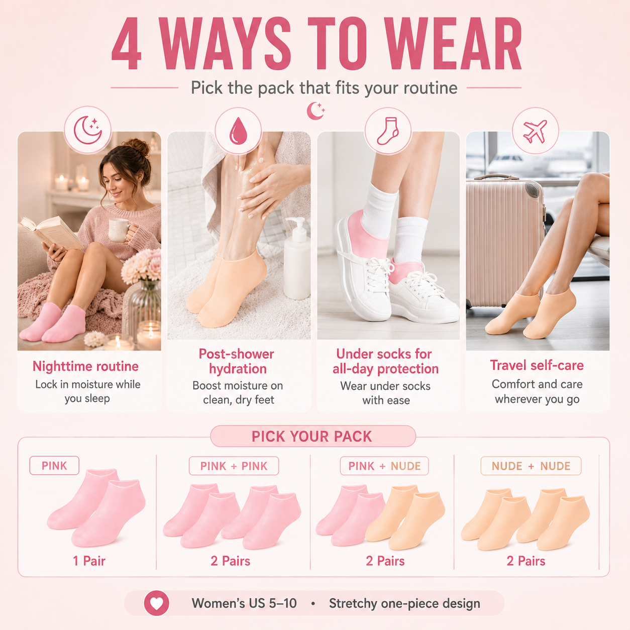 🧼 Reusable Silicone Moisturizing Foot Socks – Full-Cover Gel Foot Care