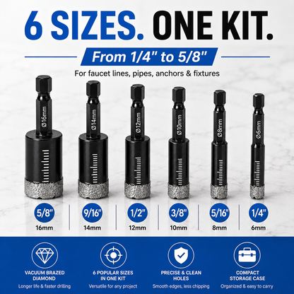 💎6-Piece Vacuum-Brazed Diamond Drill Bit Set