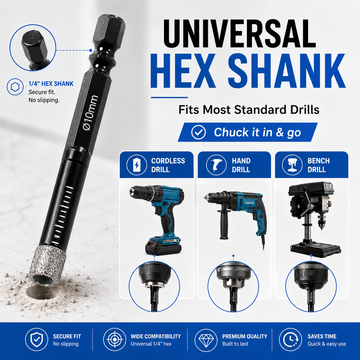 💎6-Piece Vacuum-Brazed Diamond Drill Bit Set