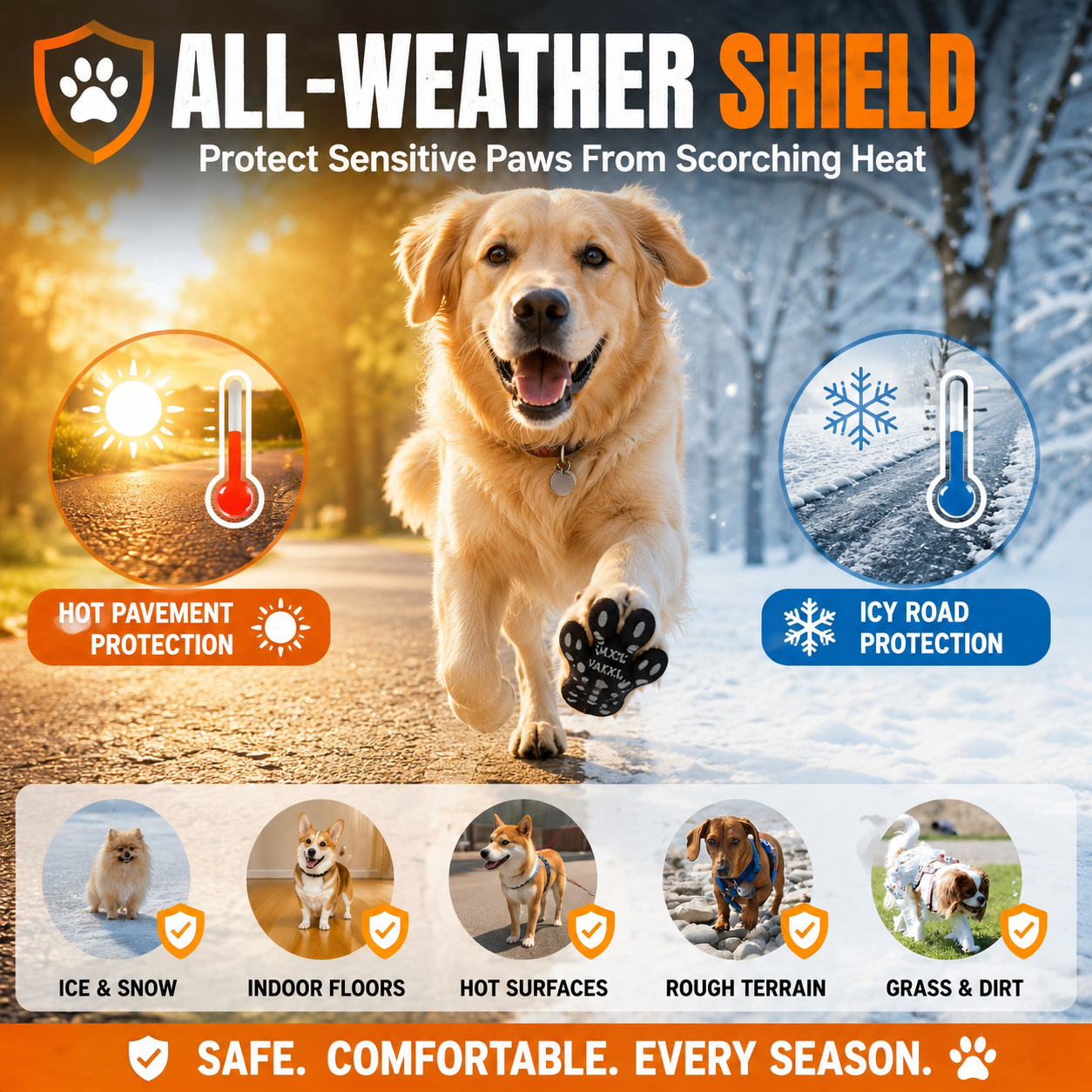 🐾 PawGrip Anti-Slip Dog Paw Protectors | Breathable & Heat Resistant