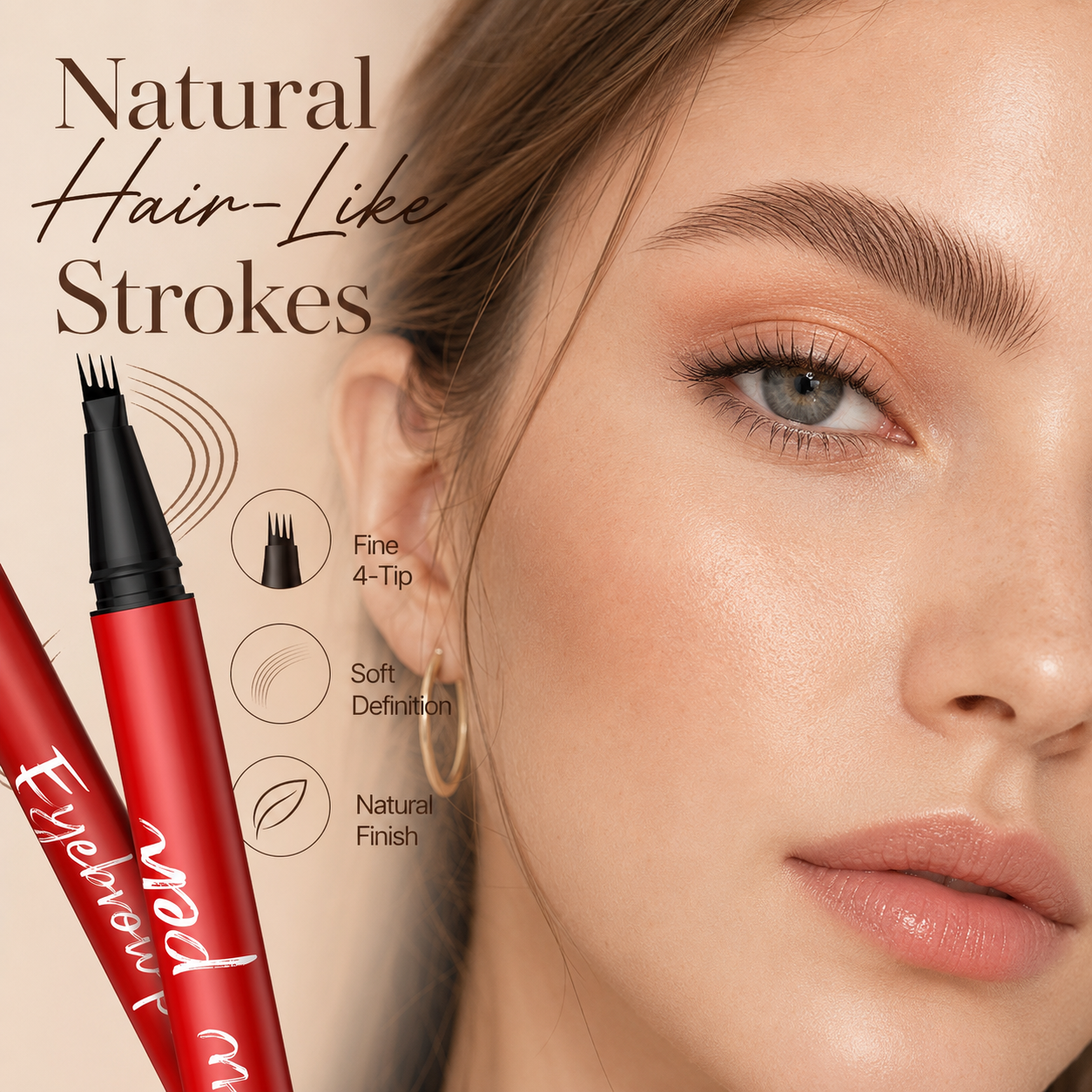 🔥2-Pack Eyebrow Pens – 4-Tip Natural Hair-Like Strokes, All-Day Wear