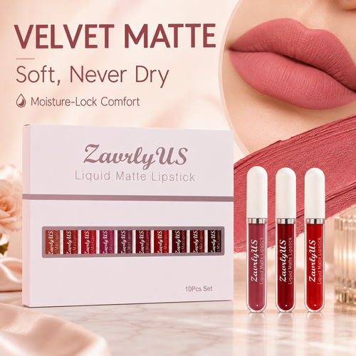 💋10-Piece Waterproof Liquid Matte Lipstick Set