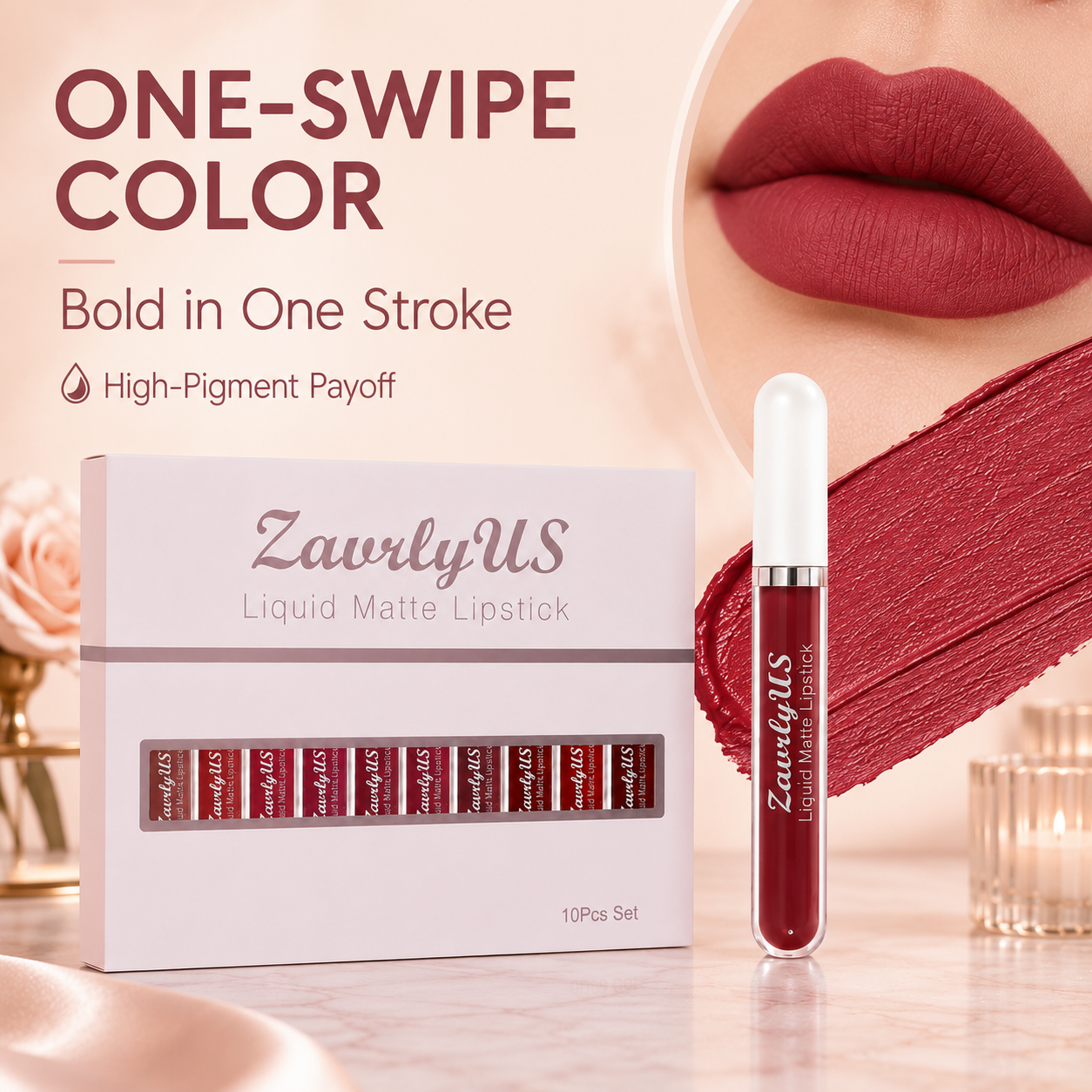 💋10-Piece Waterproof Liquid Matte Lipstick Set