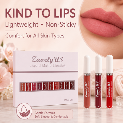 💋10-Piece Waterproof Liquid Matte Lipstick Set