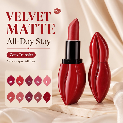 💋Velvet Matte Lipstick – Hydrating, Long-Wear & Transfer-Resistant