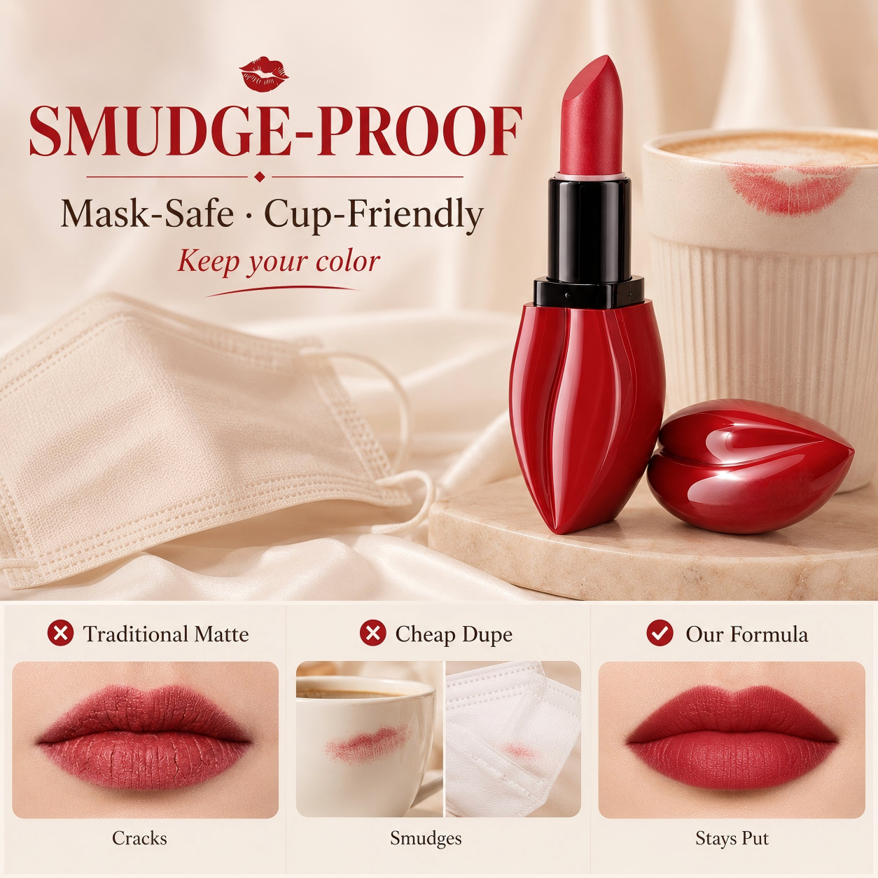 💋Velvet Matte Lipstick – Hydrating, Long-Wear & Transfer-Resistant