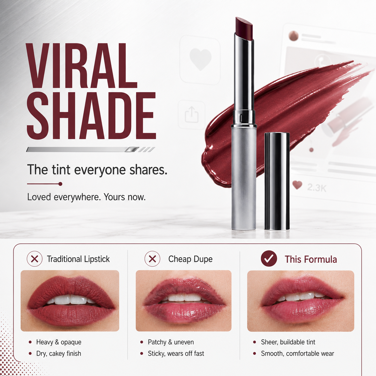 ✨💋Sheer Berry Tinted Lip Balm | Buildable Glossy Color💧