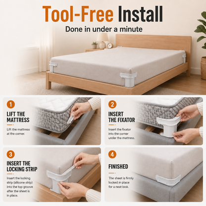 🛡️Invisible Bed Sheet Holders – 4-Corner Fixer Set