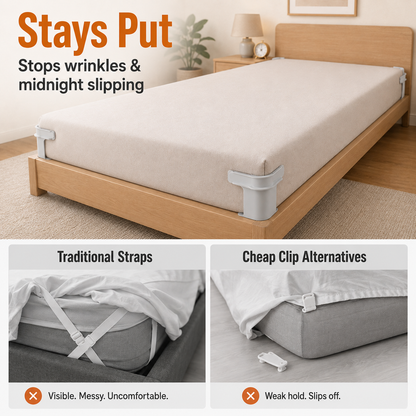 🛡️Invisible Bed Sheet Holders – 4-Corner Fixer Set